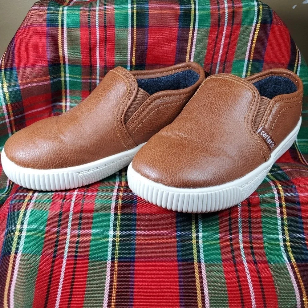 Carters Boys Slip On Shoes Kids Size 9 Ricky Brown Sneaker Free Shipping